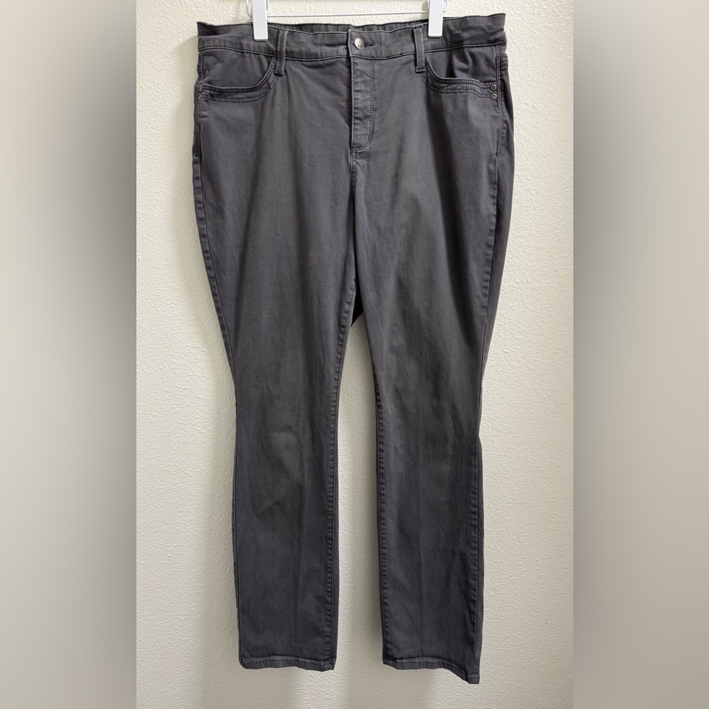 NYDJ Samantha Slim Jeans Lift & Tuck Stretch Pockets Gray Women's Plus 18